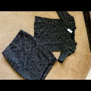 Tweed with gold specs shirt and skirt set